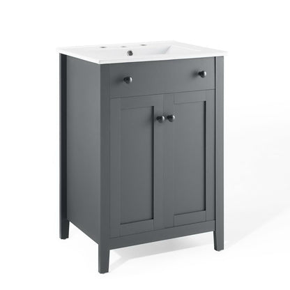 Nantucket 24" Bathroom Vanity by Modway - Gray White / White White