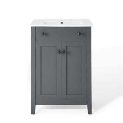 Nantucket 24" Bathroom Vanity by Modway - Gray White / White White