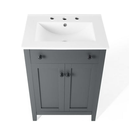 Nantucket 24" Bathroom Vanity by Modway - Gray White / White White