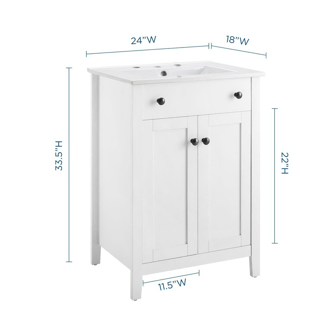 Nantucket 24" Bathroom Vanity by Modway - Gray White / White White