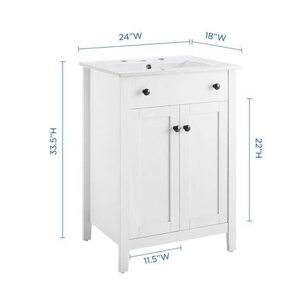 Nantucket 24" Bathroom Vanity by Modway - Gray White / White White