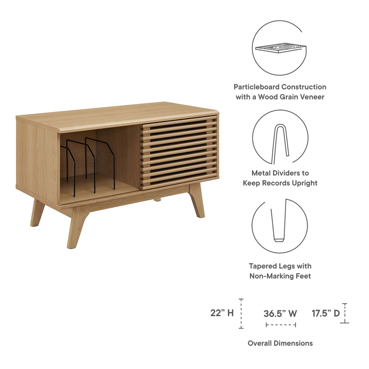 Render Vinyl Record Display Stand by Modway - Charcoal / Oak / Walnut (EEI-4263)