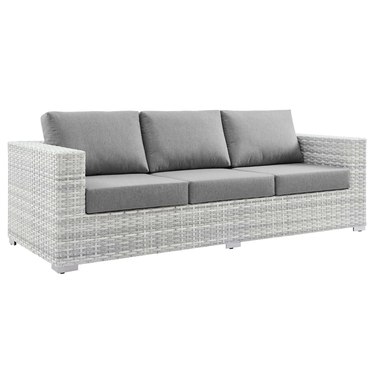 Convene Outdoor Patio Sofa by Modway - Light Gray Gray / Light Gray Navy / Light Gray White
