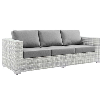 Convene Outdoor Patio Sofa by Modway - Light Gray Gray / Light Gray Navy / Light Gray White