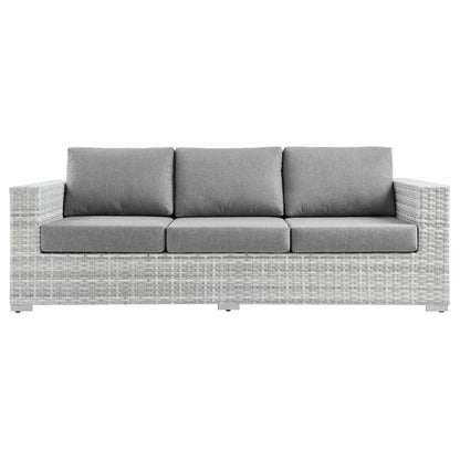 Convene Outdoor Patio Sofa by Modway - Light Gray Gray / Light Gray Navy / Light Gray White