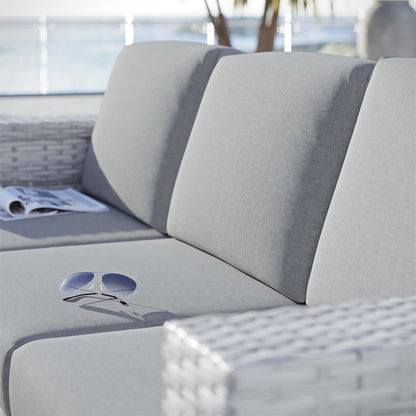 Convene Outdoor Patio Sofa by Modway - Light Gray Gray / Light Gray Navy / Light Gray White