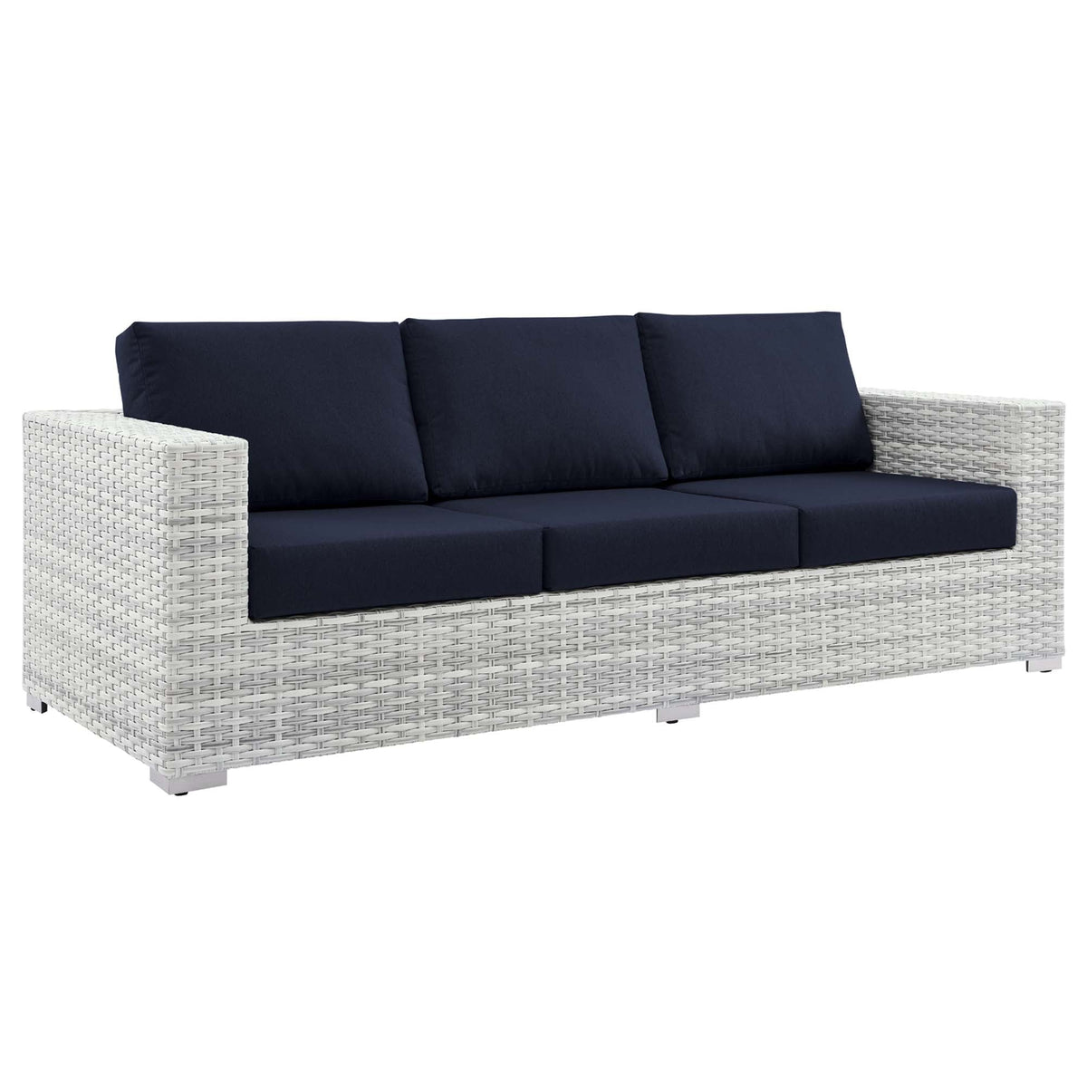 Convene Outdoor Patio Sofa by Modway - Light Gray Gray / Light Gray Navy / Light Gray White