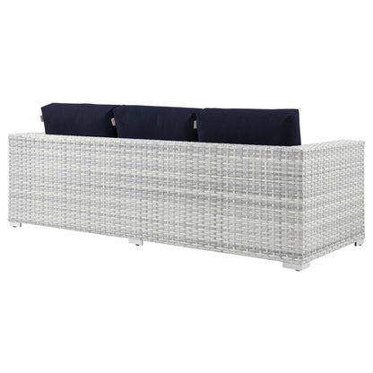 Convene Outdoor Patio Sofa by Modway - Light Gray Gray / Light Gray Navy / Light Gray White