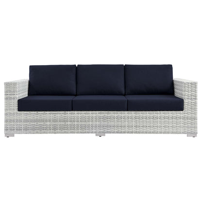 Convene Outdoor Patio Sofa by Modway - Light Gray Gray / Light Gray Navy / Light Gray White