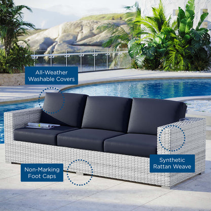Convene Outdoor Patio Sofa by Modway - Light Gray Gray / Light Gray Navy / Light Gray White