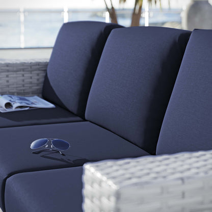 Convene Outdoor Patio Sofa by Modway - Light Gray Gray / Light Gray Navy / Light Gray White