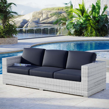 Convene Outdoor Patio Sofa by Modway - Light Gray Gray / Light Gray Navy / Light Gray White