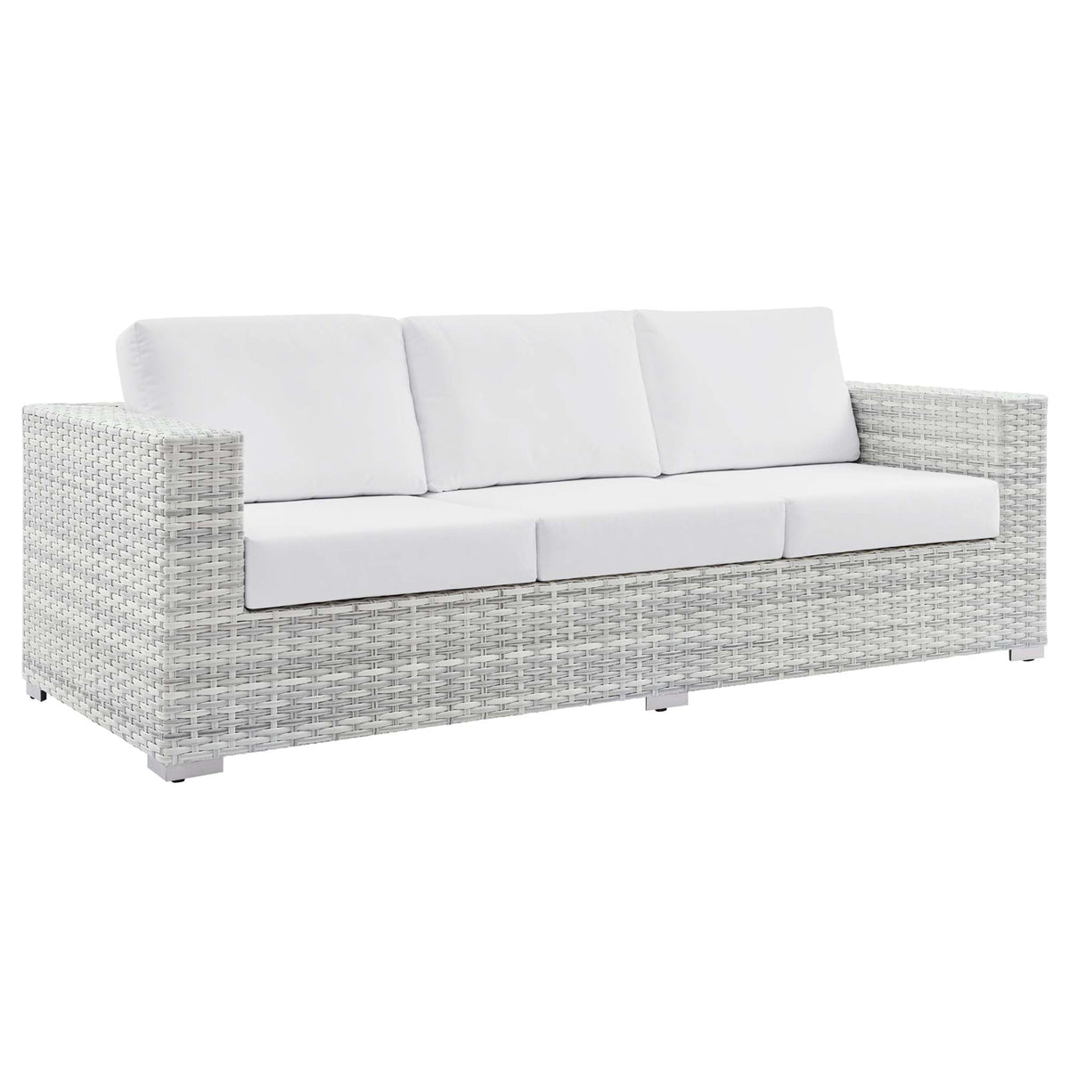Convene Outdoor Patio Sofa by Modway - Light Gray Gray / Light Gray Navy / Light Gray White