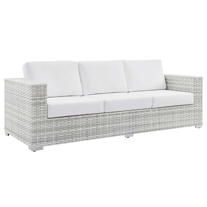 Convene Outdoor Patio Sofa by Modway - Light Gray Gray / Light Gray Navy / Light Gray White