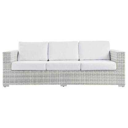 Convene Outdoor Patio Sofa by Modway - Light Gray Gray / Light Gray Navy / Light Gray White