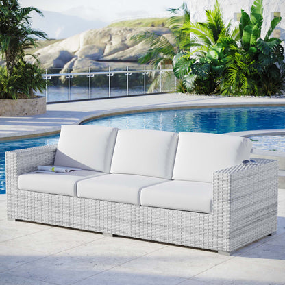 Convene Outdoor Patio Sofa by Modway - Light Gray Gray / Light Gray Navy / Light Gray White