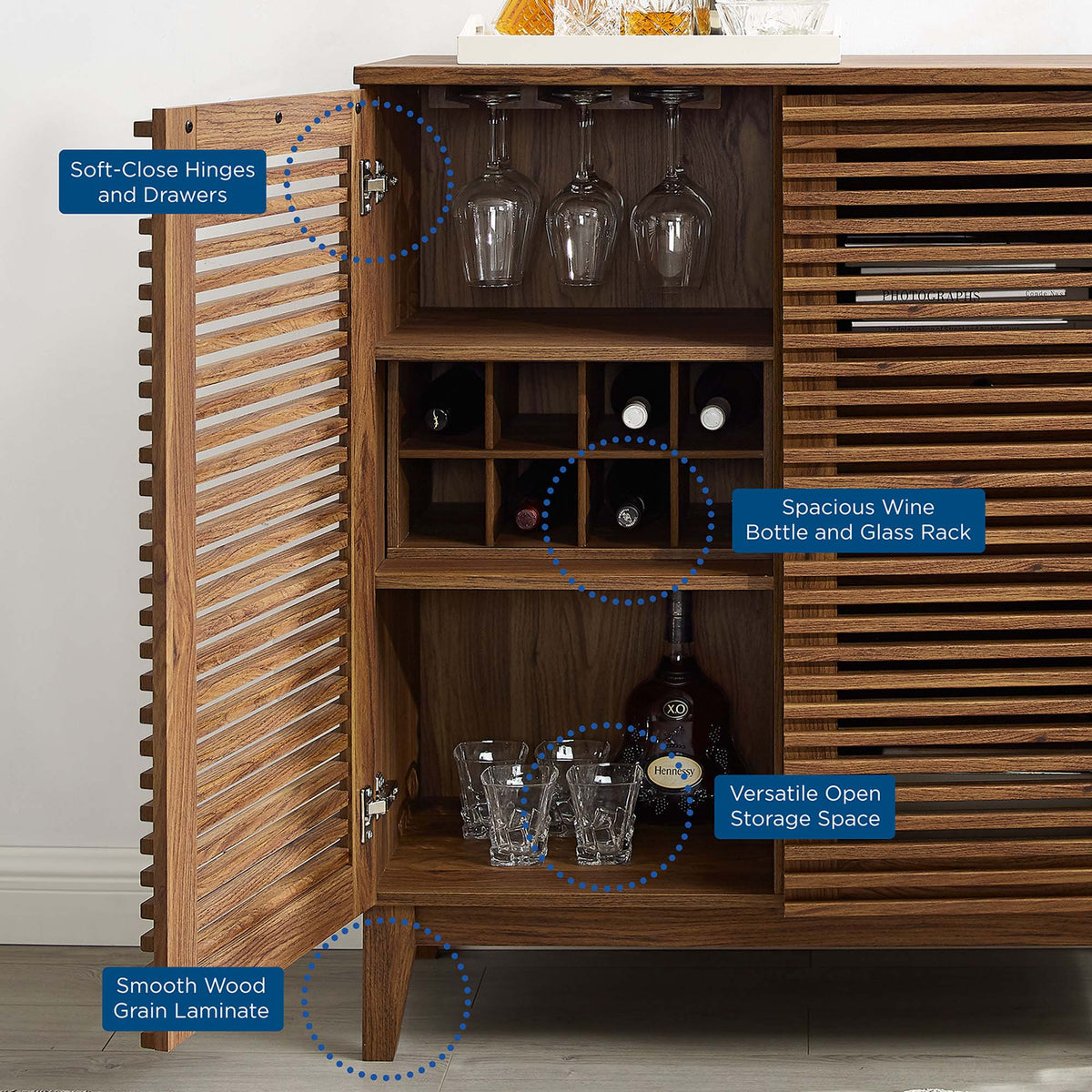 Render Bar Cabinet by Modway - Walnut