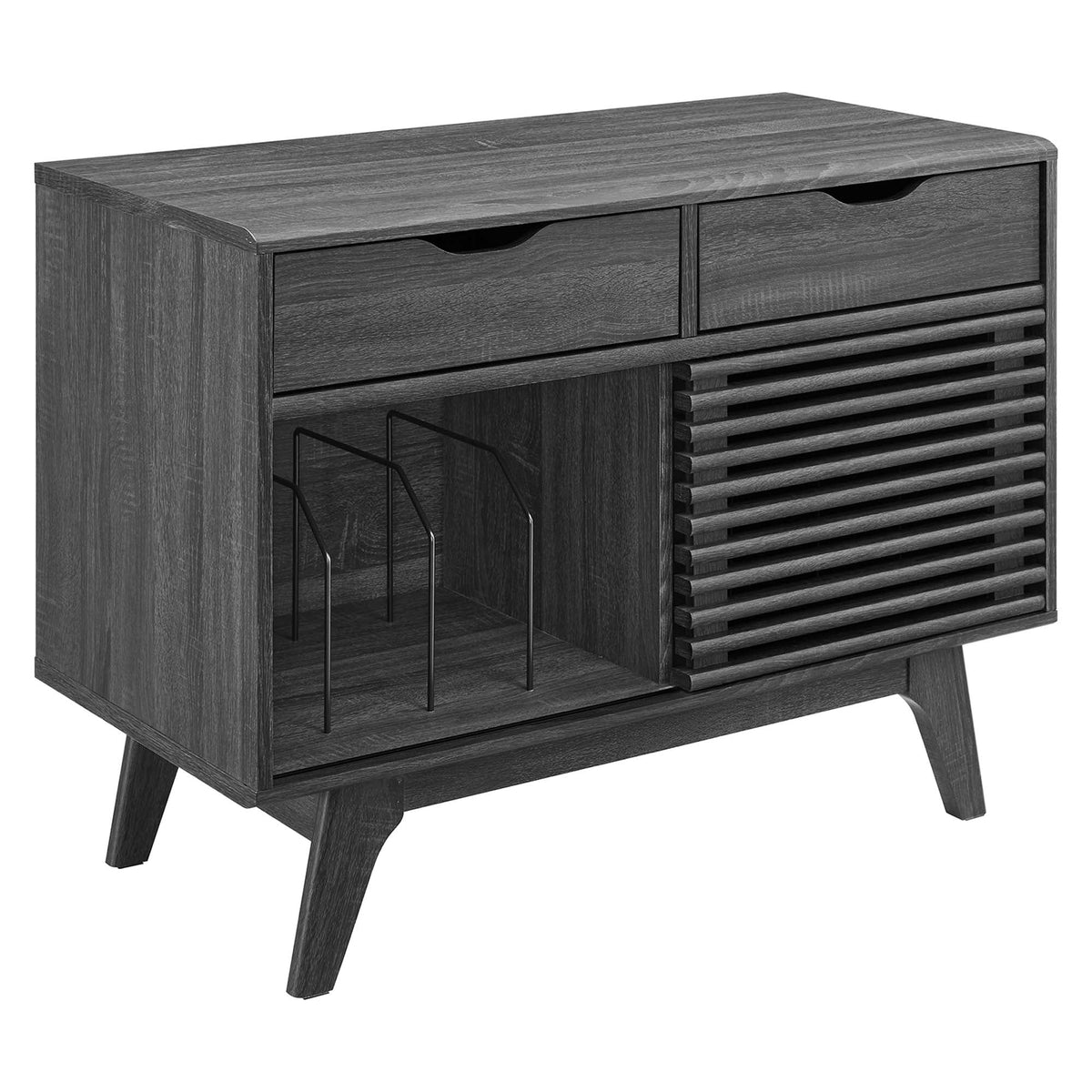 Render Vinyl Record Display Stand by Modway - Charcoal / Oak / Walnut (EEI-4323)