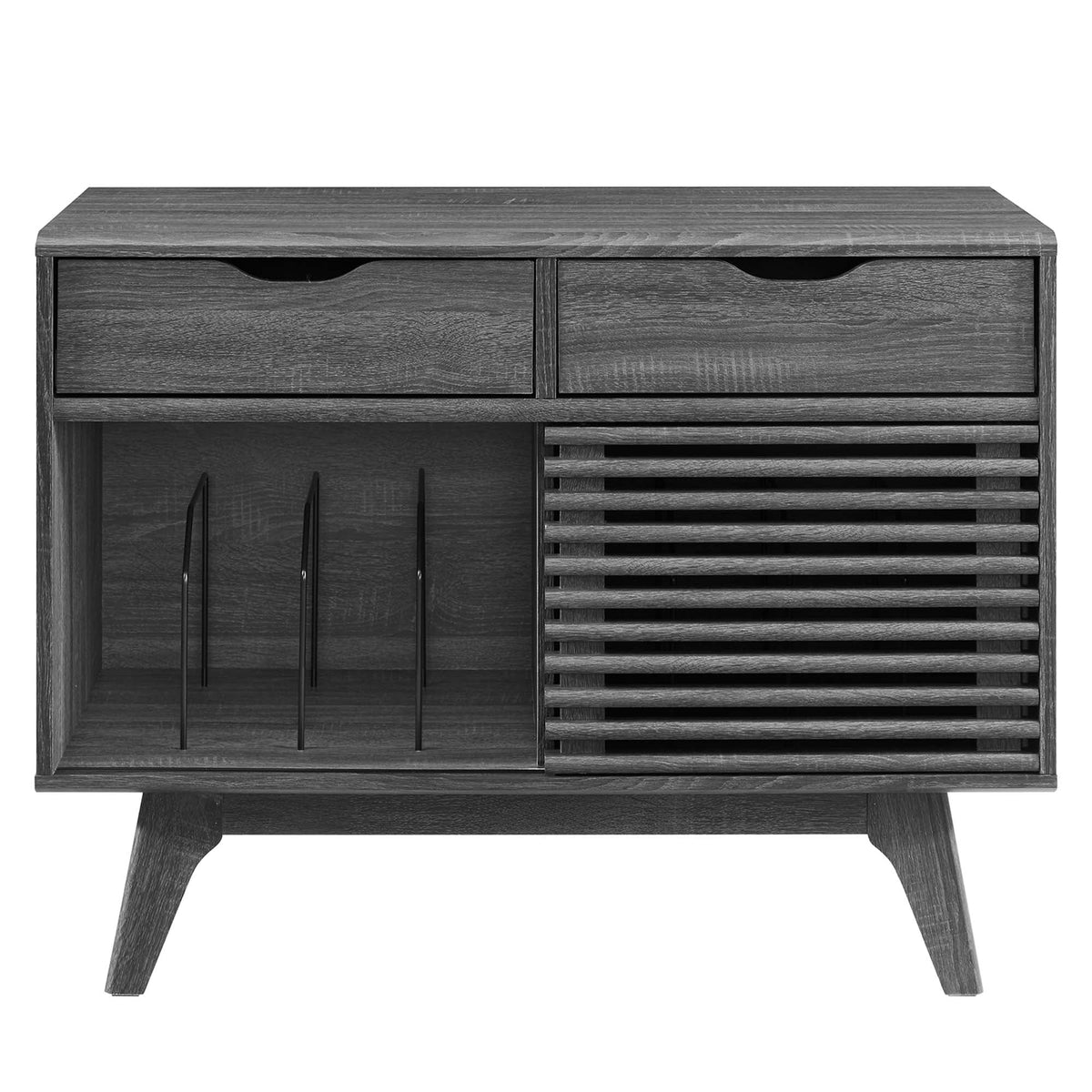 Render Vinyl Record Display Stand by Modway - Charcoal / Oak / Walnut (EEI-4323)