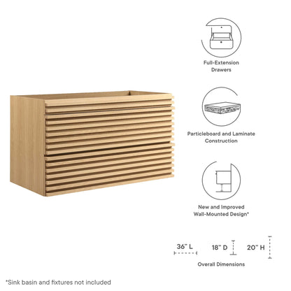Render 36" Wall-Mount Bathroom Vanity Cabinet by Modway