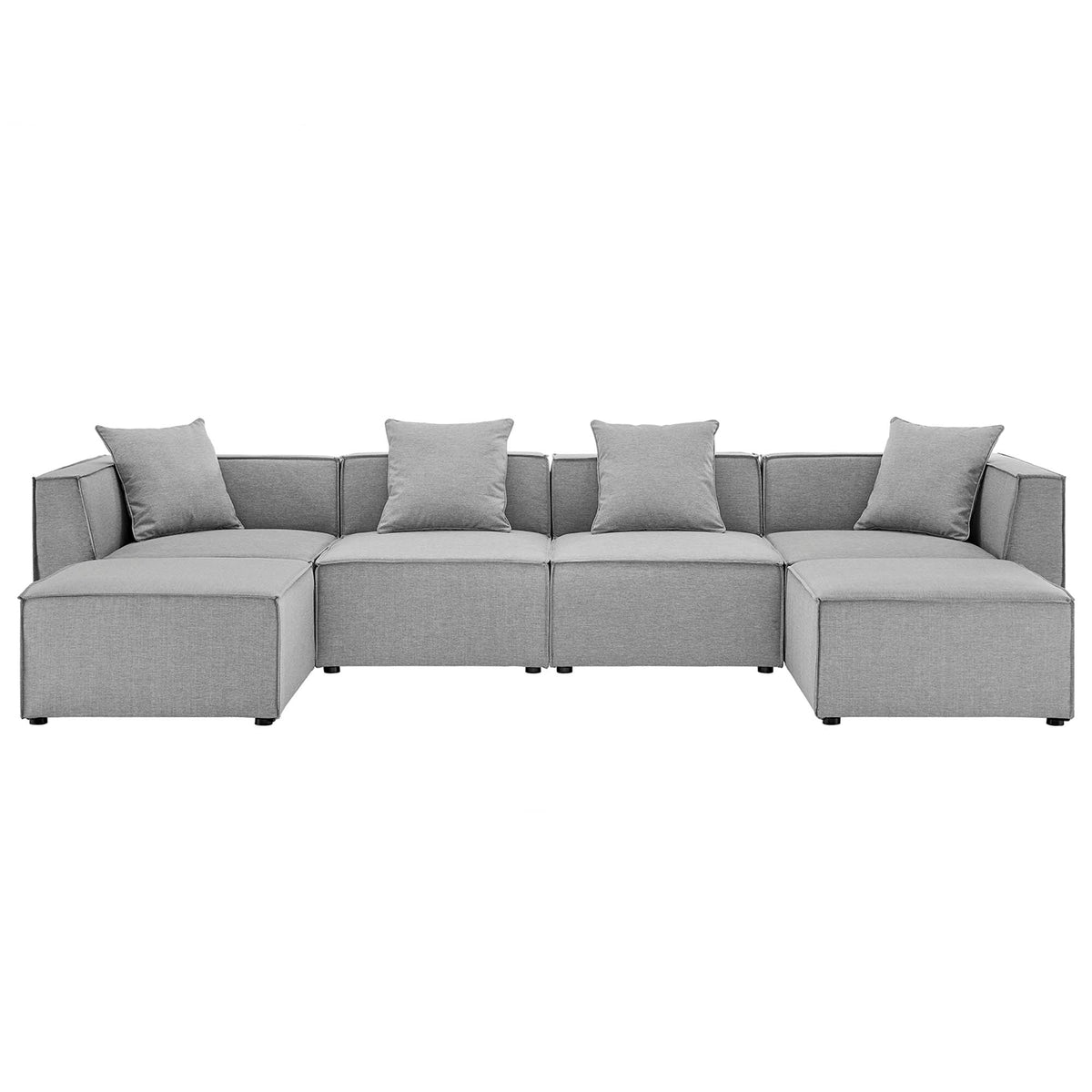Saybrook 6-Piece Outdoor Patio Upholstered Sectional Sofa by Modway - Gray / Navy / White (EEI-4383)