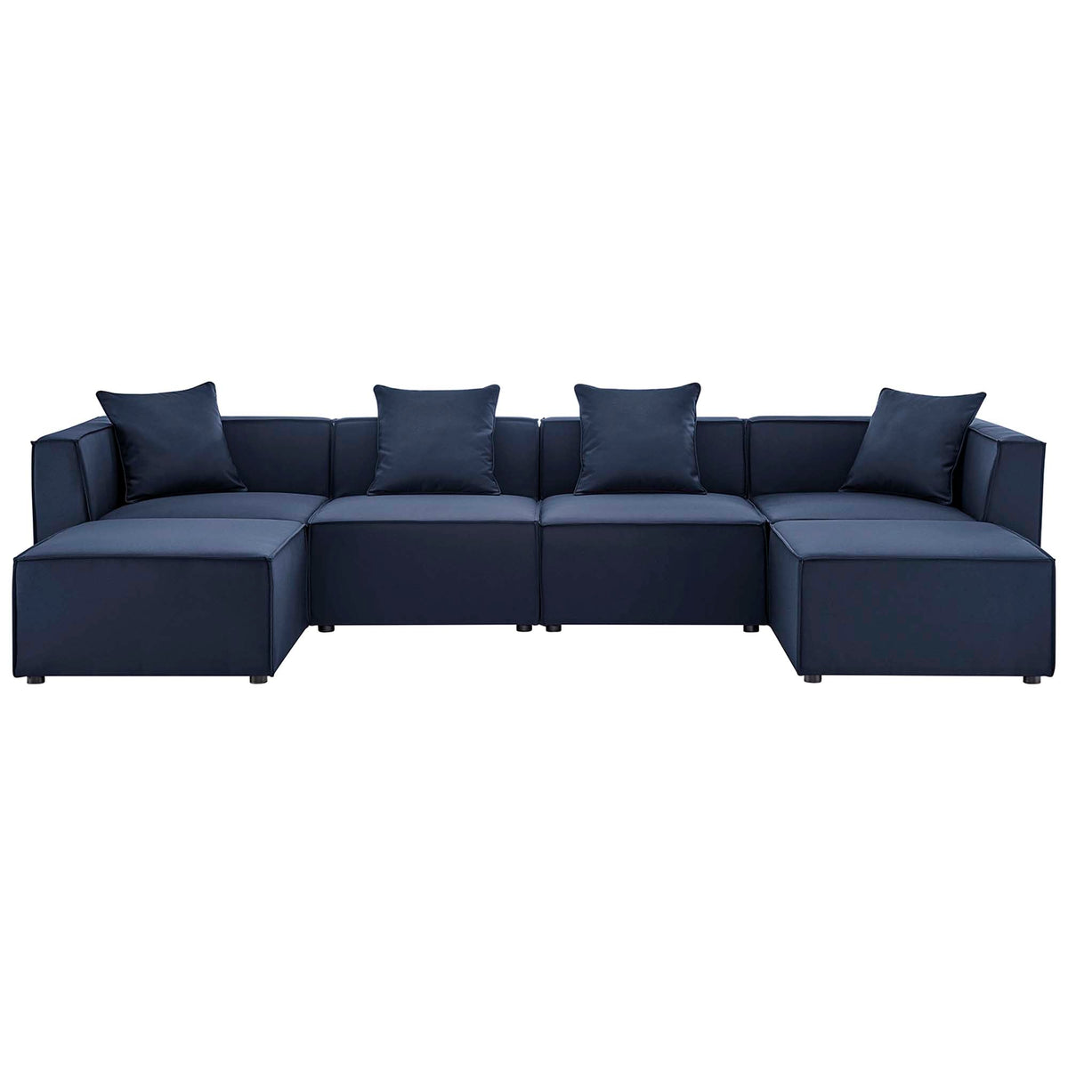 Saybrook 6-Piece Outdoor Patio Upholstered Sectional Sofa by Modway - Gray / Navy / White (EEI-4383)