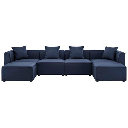 Saybrook 6-Piece Outdoor Patio Upholstered Sectional Sofa by Modway - Gray / Navy / White (EEI-4383)