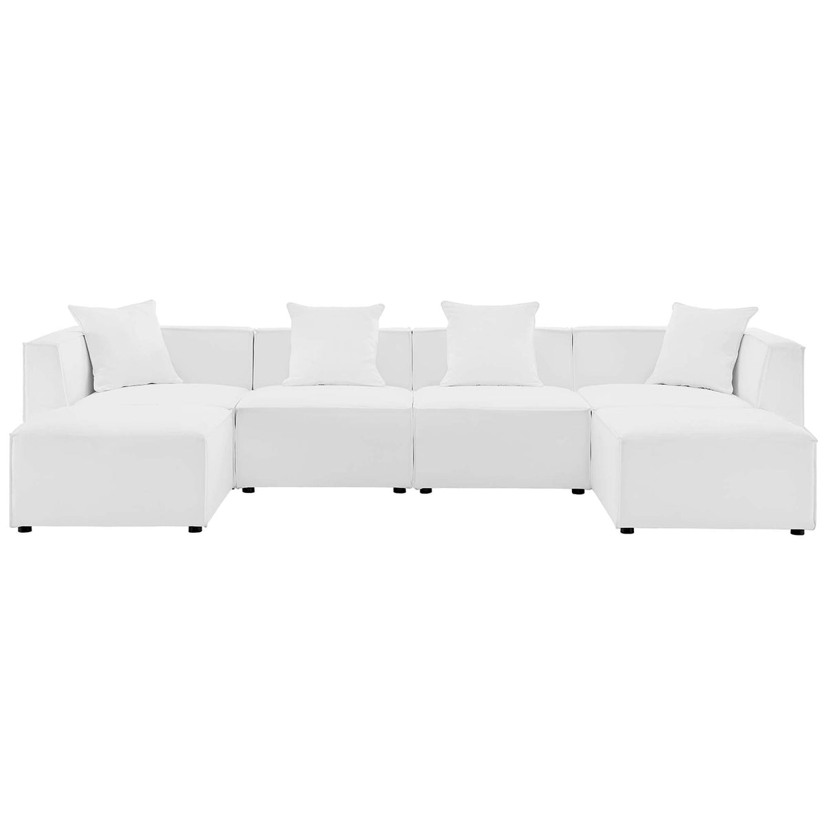 Saybrook 6-Piece Outdoor Patio Upholstered Sectional Sofa by Modway - Gray / Navy / White (EEI-4383)