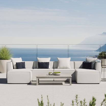 Saybrook 6-Piece Outdoor Patio Upholstered Sectional Sofa by Modway - Gray / Navy / White (EEI-4383)