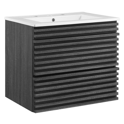 Render 24" Wall-Mount Bathroom Vanity by Modway - Charcoal White / Oak White / Walnut White