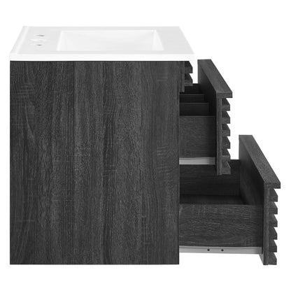 Render 24" Wall-Mount Bathroom Vanity by Modway - Charcoal White / Oak White / Walnut White