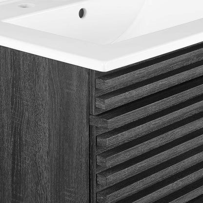 Render 24" Wall-Mount Bathroom Vanity by Modway - Charcoal White / Oak White / Walnut White