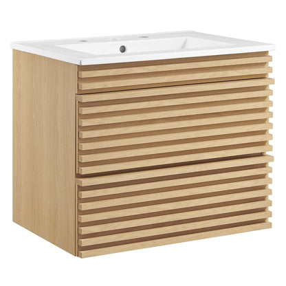 Render 24" Wall-Mount Bathroom Vanity by Modway - Charcoal White / Oak White / Walnut White