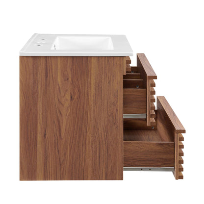 Render 24" Wall-Mount Bathroom Vanity by Modway - Charcoal White / Oak White / Walnut White