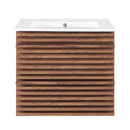 Render 24" Wall-Mount Bathroom Vanity by Modway - Charcoal White / Oak White / Walnut White
