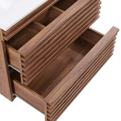 Render 24" Wall-Mount Bathroom Vanity by Modway - Charcoal White / Oak White / Walnut White