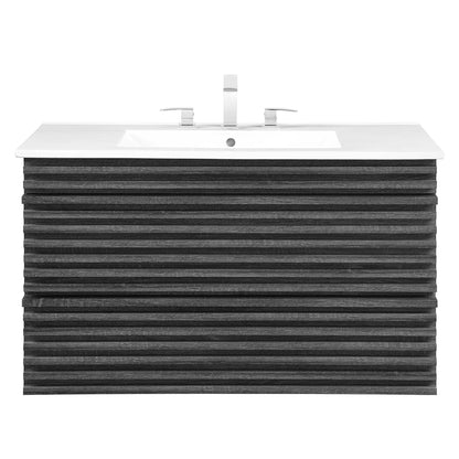 Render 36" Wall-Mount Bathroom Vanity by Modway - Charcoal White / Oak White / Walnut White
