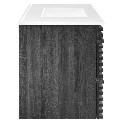 Render 36" Wall-Mount Bathroom Vanity by Modway - Charcoal White / Oak White / Walnut White