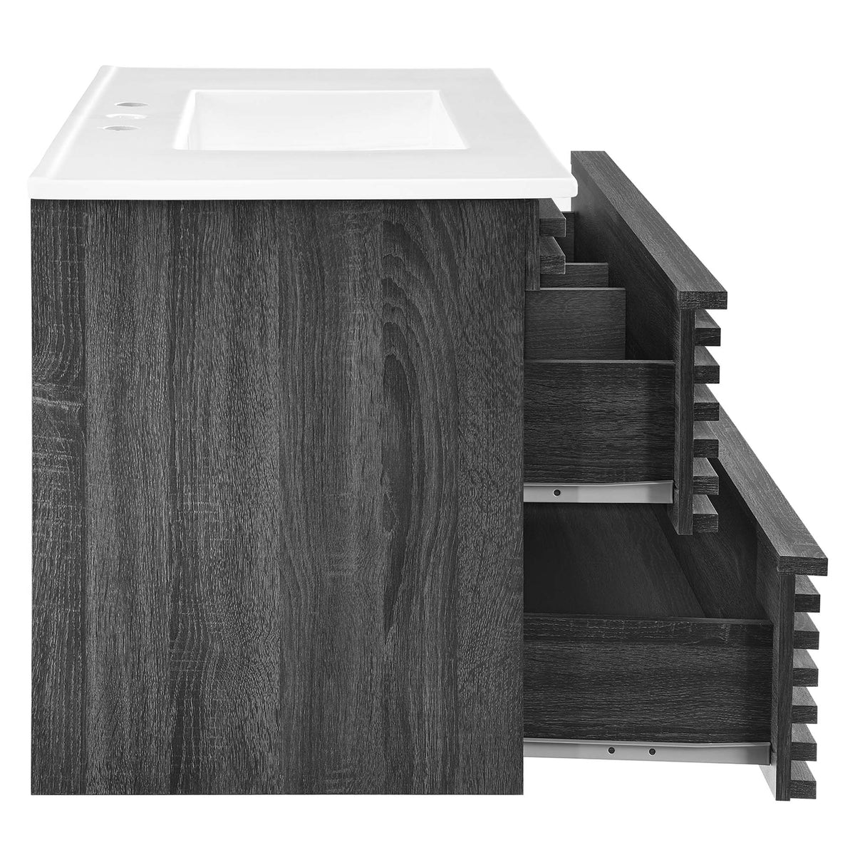 Render 36" Wall-Mount Bathroom Vanity by Modway - Charcoal White / Oak White / Walnut White