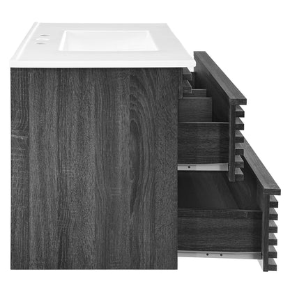 Render 36" Wall-Mount Bathroom Vanity by Modway - Charcoal White / Oak White / Walnut White