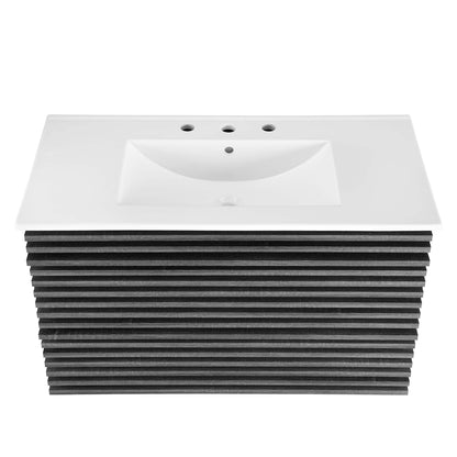 Render 36" Wall-Mount Bathroom Vanity by Modway - Charcoal White / Oak White / Walnut White