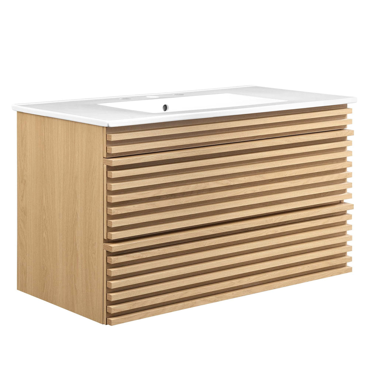 Render 36" Wall-Mount Bathroom Vanity by Modway - Charcoal White / Oak White / Walnut White