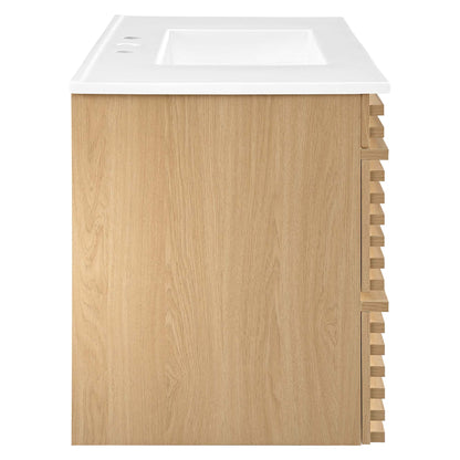 Render 36" Wall-Mount Bathroom Vanity by Modway - Charcoal White / Oak White / Walnut White