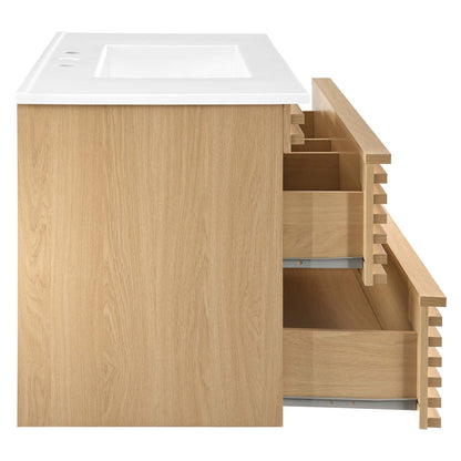Render 36" Wall-Mount Bathroom Vanity by Modway - Charcoal White / Oak White / Walnut White
