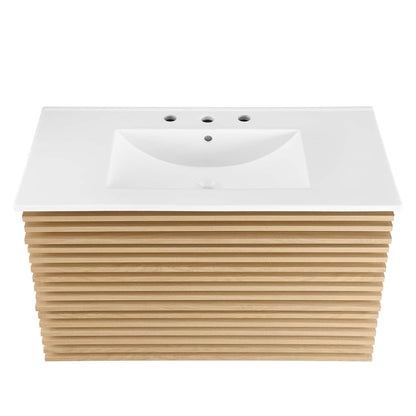 Render 36" Wall-Mount Bathroom Vanity by Modway - Charcoal White / Oak White / Walnut White