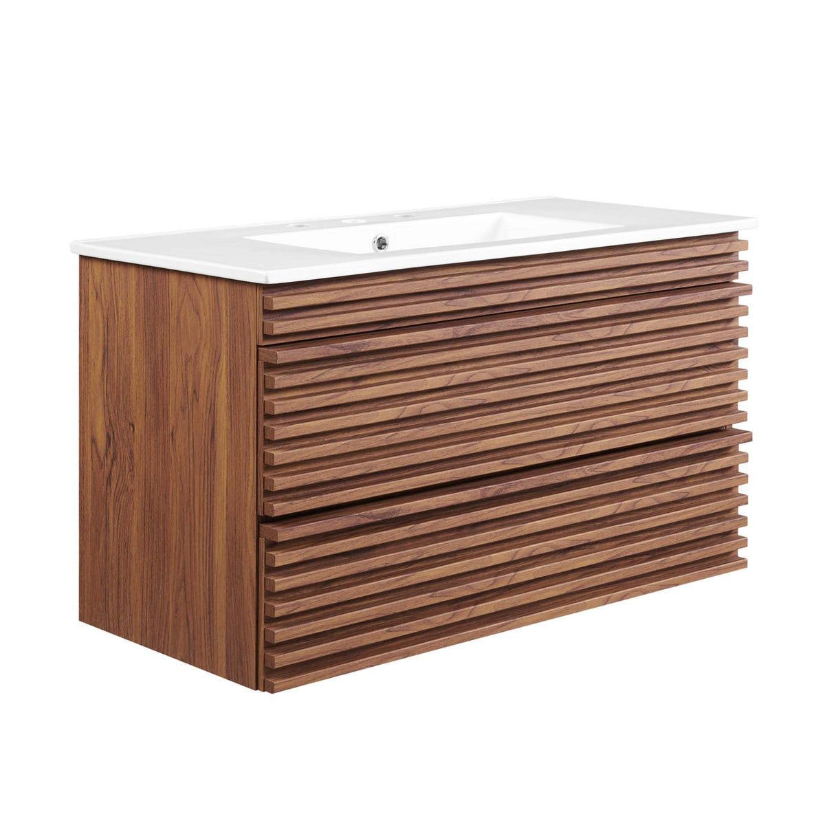 Render 36" Wall-Mount Bathroom Vanity by Modway - Charcoal White / Oak White / Walnut White