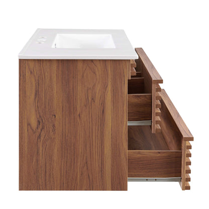 Render 36" Wall-Mount Bathroom Vanity by Modway - Charcoal White / Oak White / Walnut White