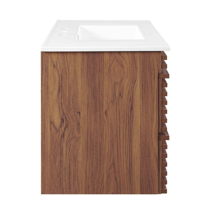 Render 36" Wall-Mount Bathroom Vanity by Modway - Charcoal White / Oak White / Walnut White