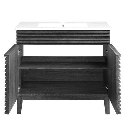 Render 36" Bathroom Vanity by Modway - Charcoal White / Oak White / Walnut White