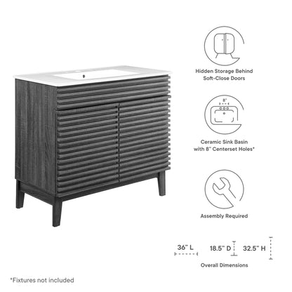 Render 36" Bathroom Vanity by Modway - Charcoal White / Oak White / Walnut White